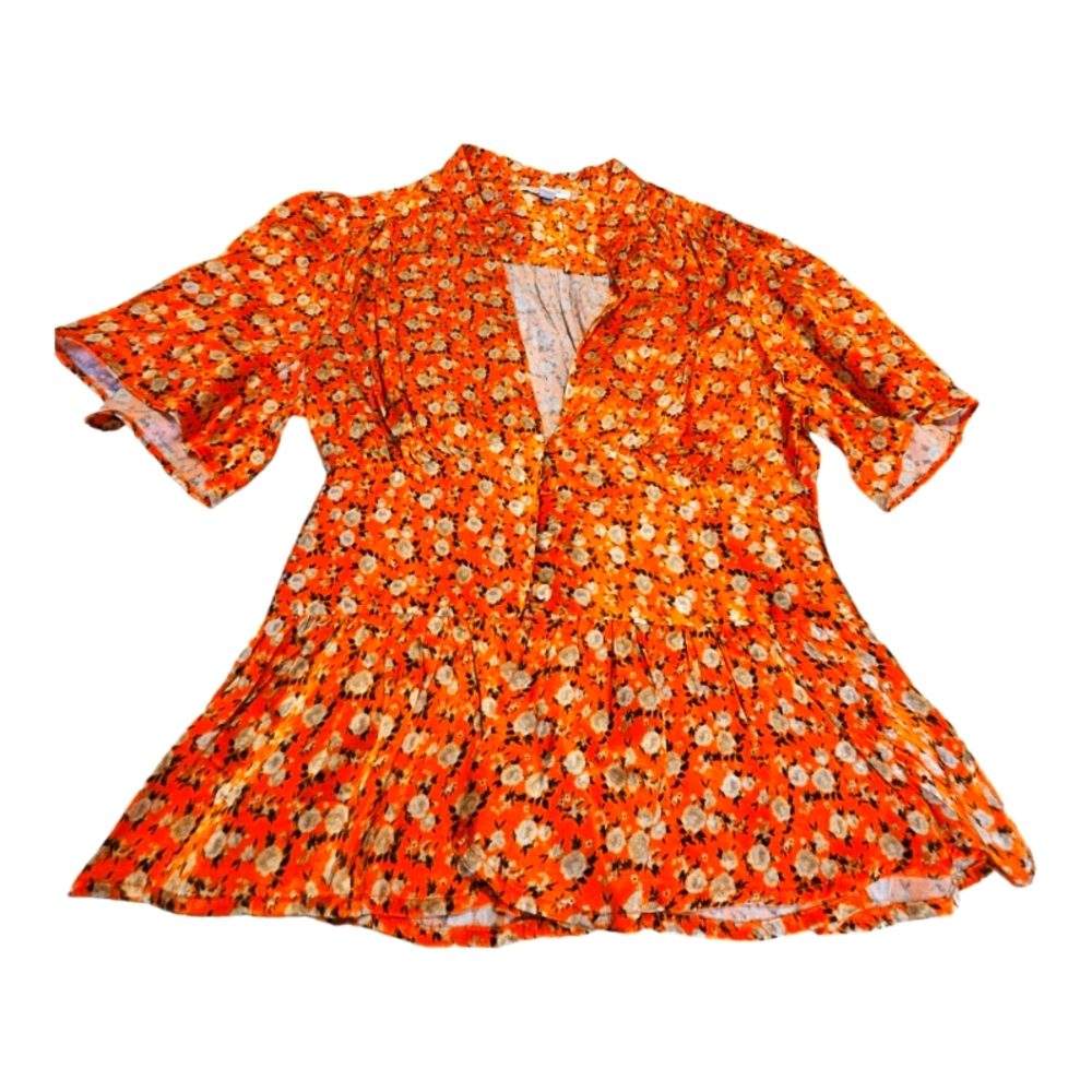 Top Shop Orange Floral Blouse Size 8